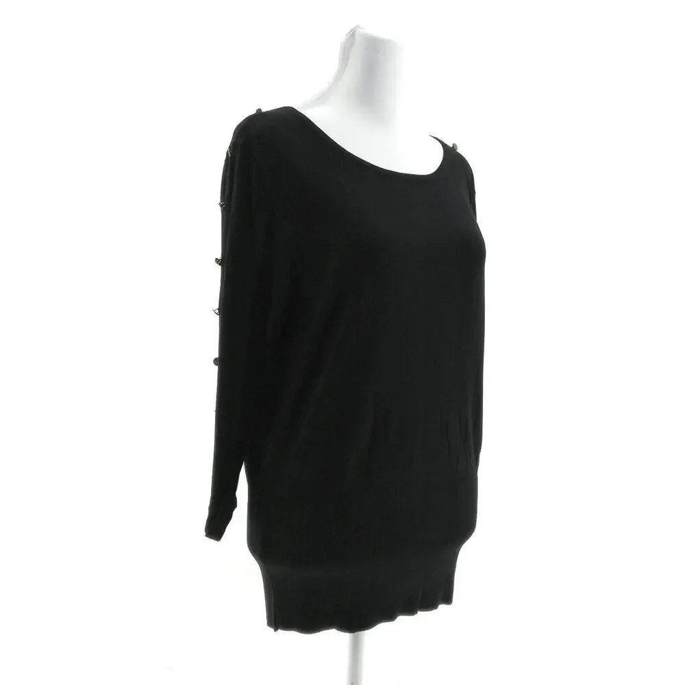 Objects Dart Black Sweater with Button Detailing - Women's Size Small - Chic - Picture 1 of 4